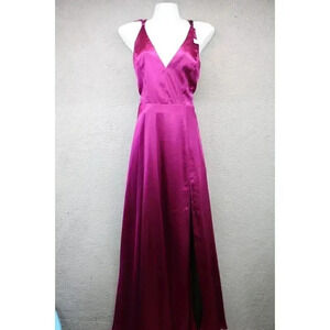 Betsy & Adam V-Neck Strappy Satin Evening/Prom Dress-Size 10-Purple/Black-NWT